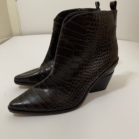 Gianni Bini Patent brown crocodile print ankle point toe western boots 9.5 - Picture 9 of 10